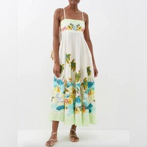 Alemais Mermaid Point Sundress Print Linen Dress size 6 AUS